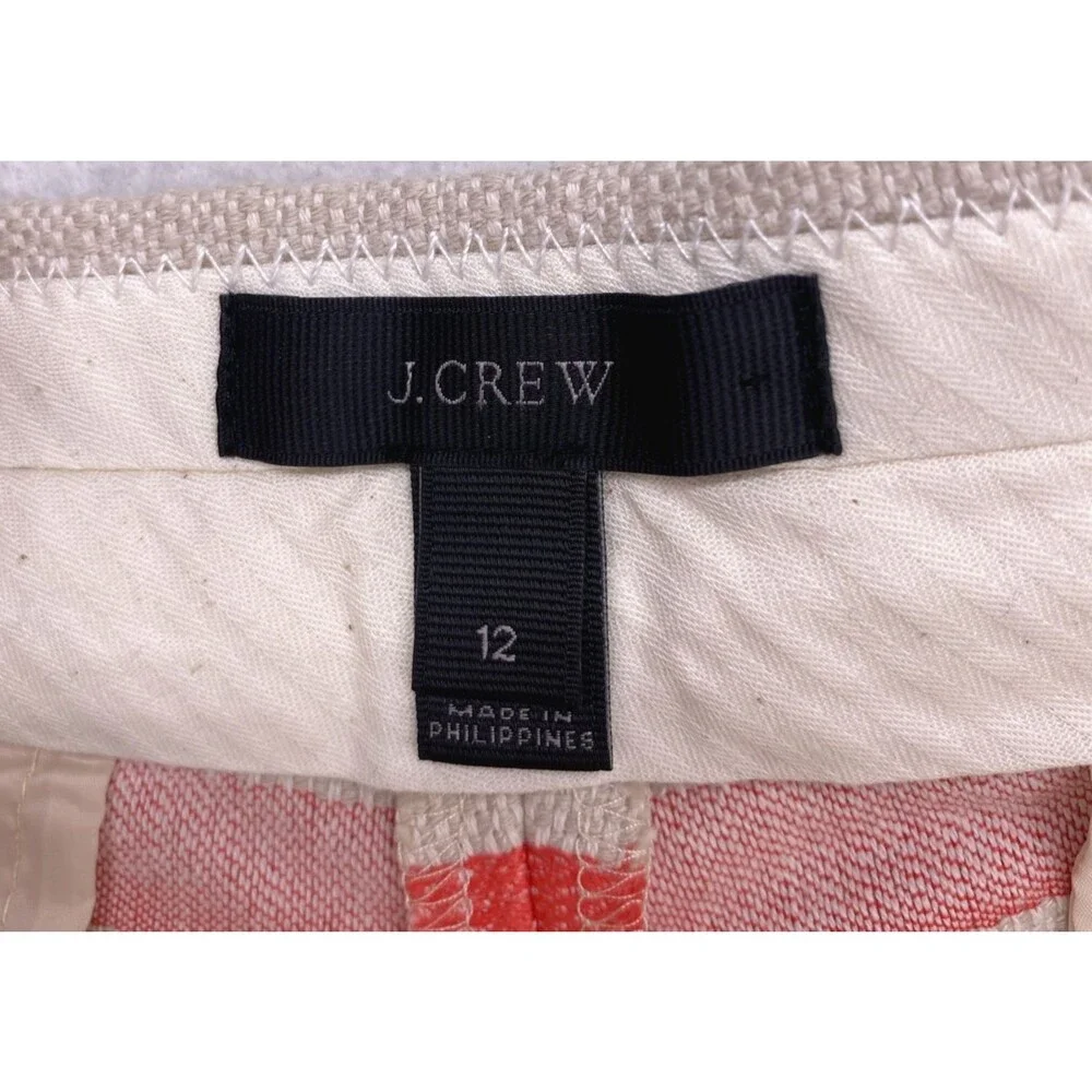 J.Crew Multi Color Stripe Chino Shorts Women’s Size 12 Red Blue Yellow Beige